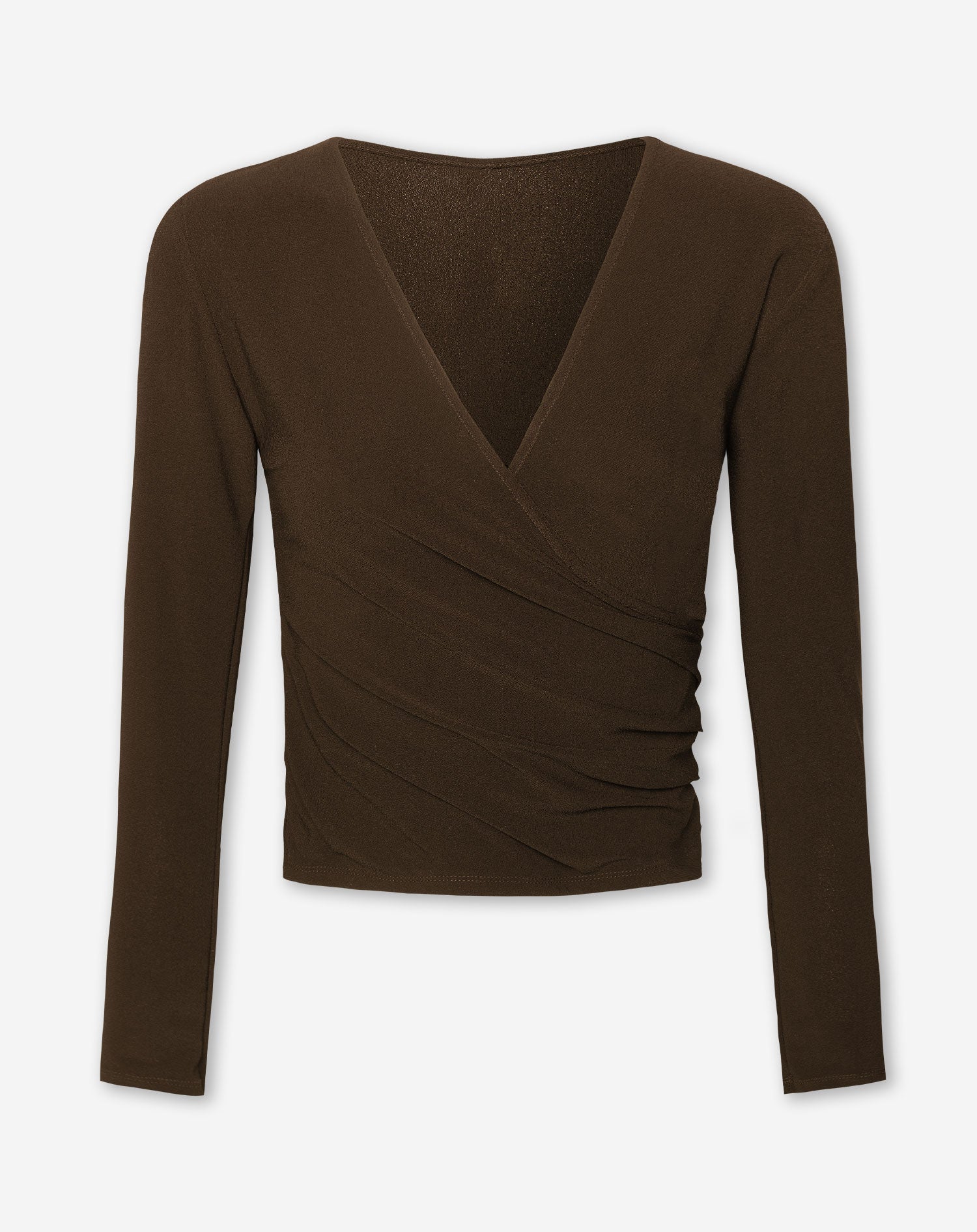 MARY WRAP TOP BROWN