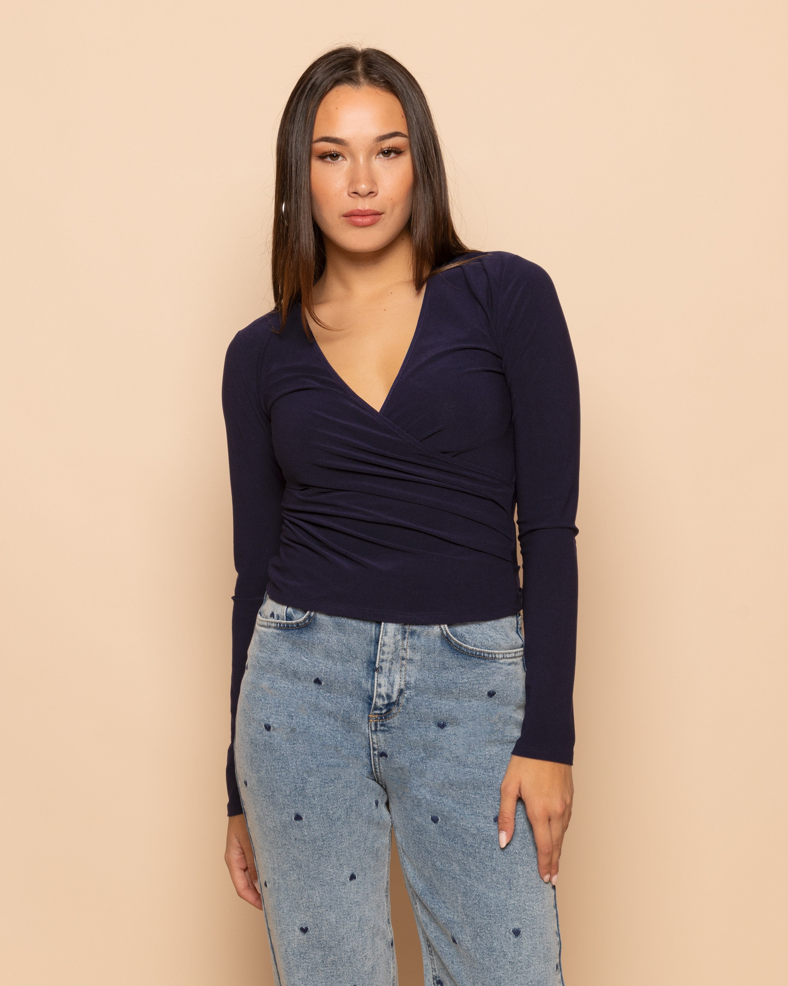 MARY WRAP TOP NAVY