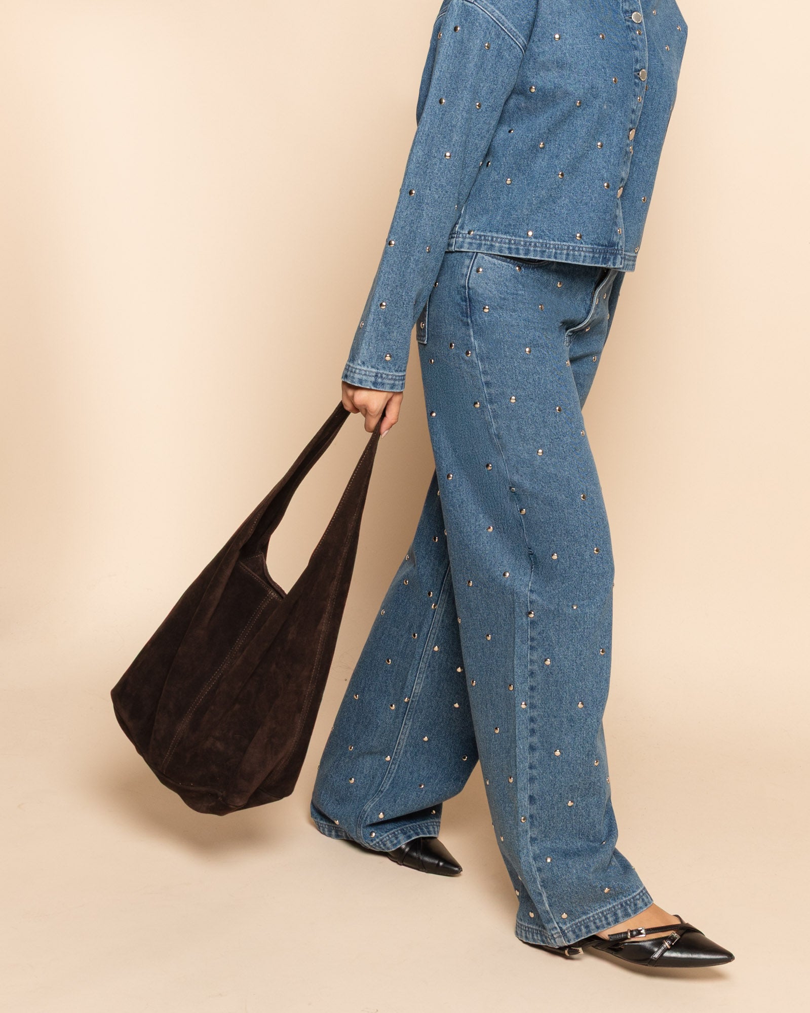 KAYLA SUEDE SHOPPER DARK BROWN