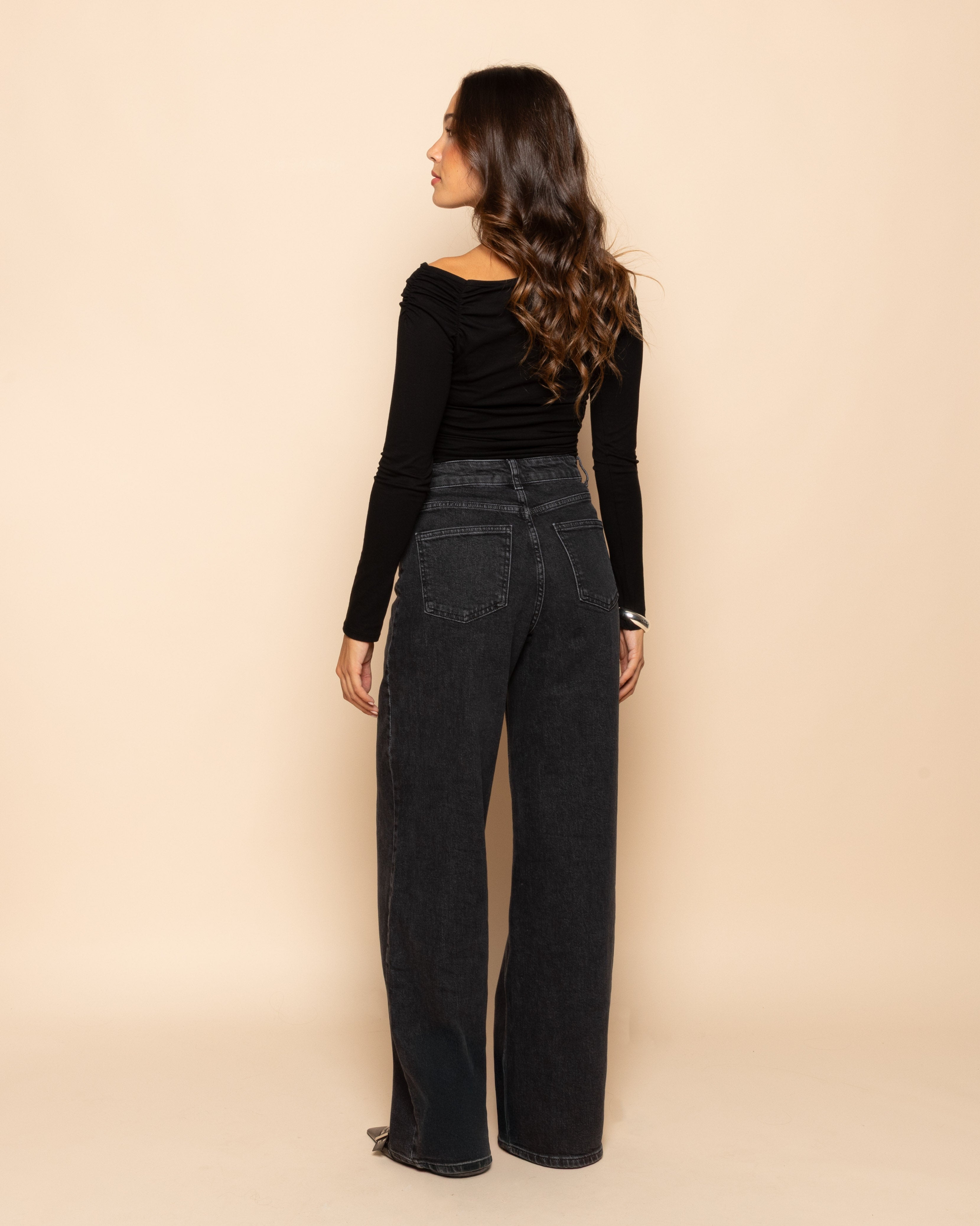 COMFORT WIDE LEG JEANS DARK GREY