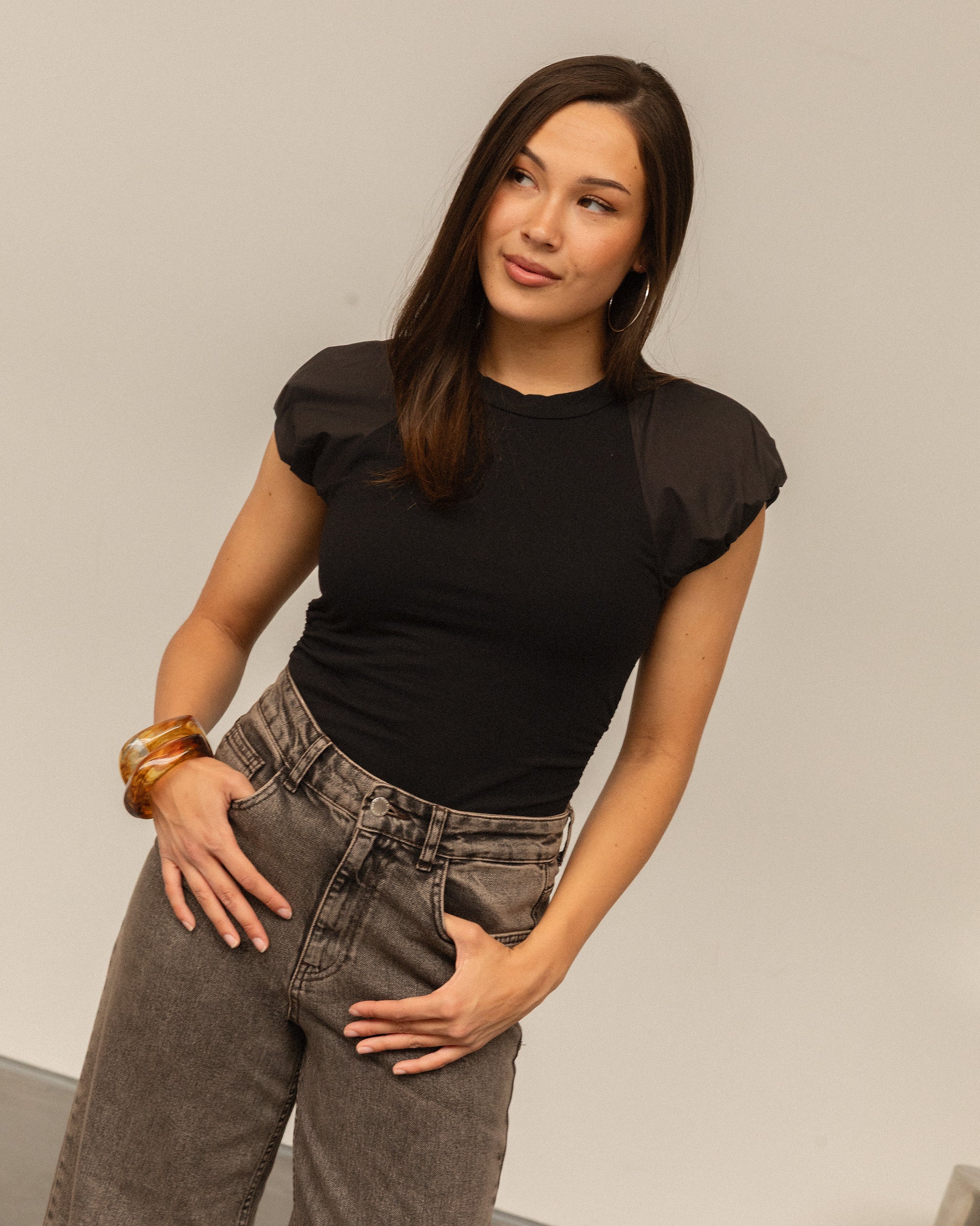 COMFORT WIDE LEG JEANS TINTED GRIJS