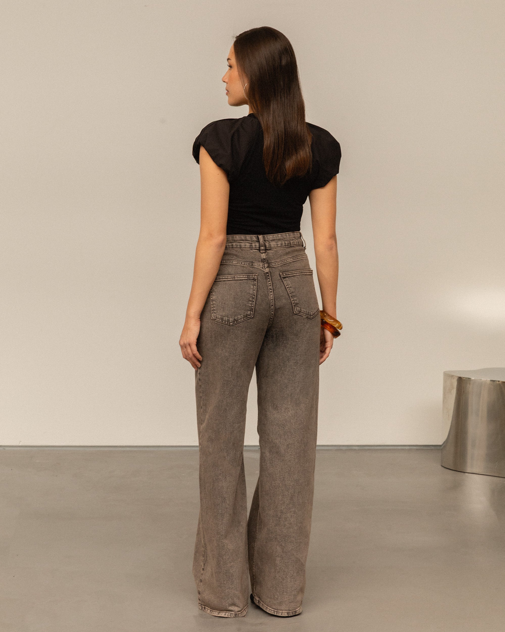 COMFORT WIDE LEG JEANS TINTED GRIJS