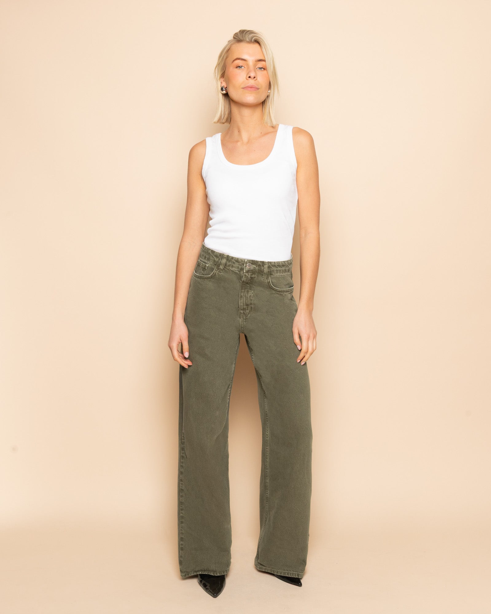 SIERRA WIDE LEG JEANS OLIVE