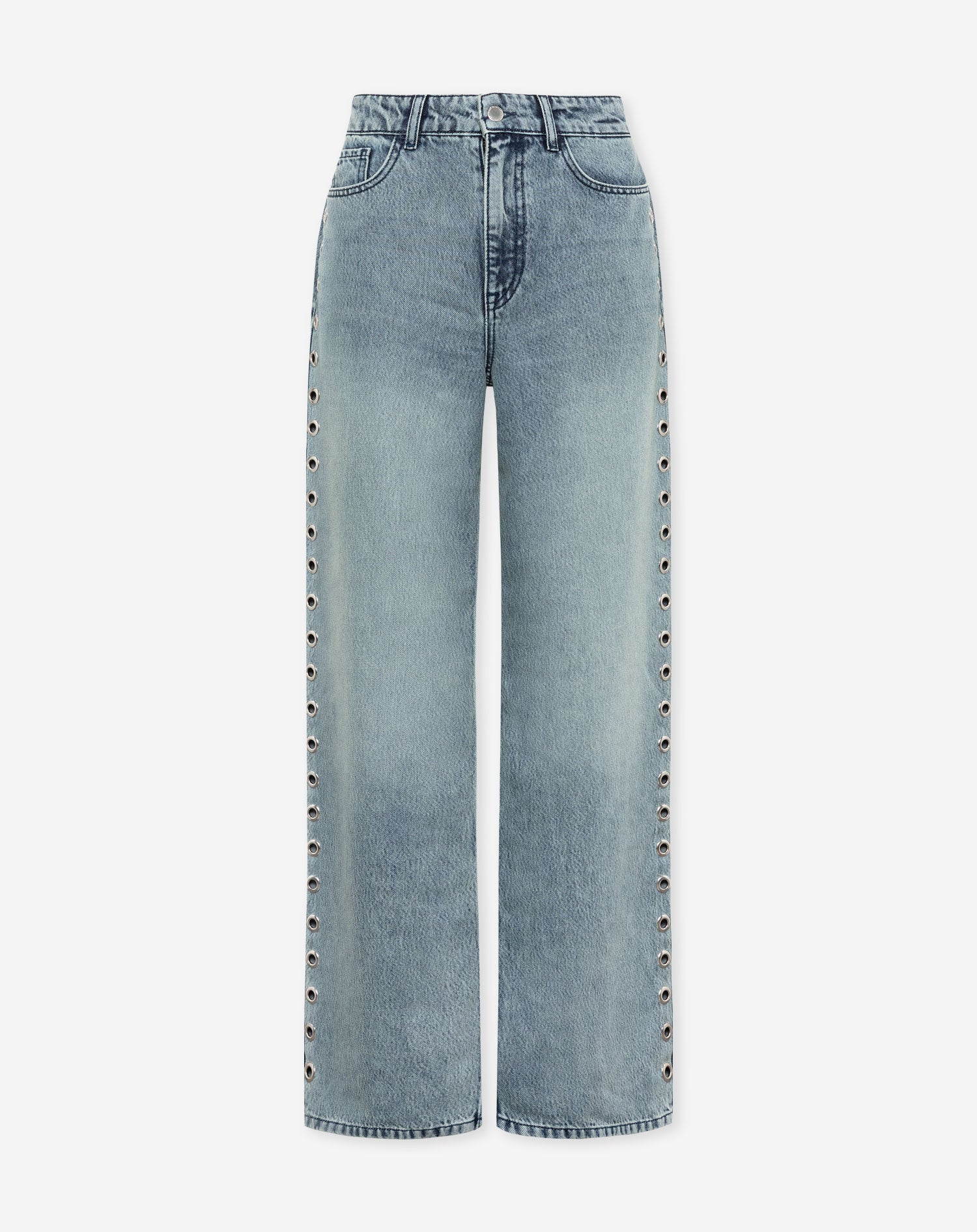 EYELET WIDE LEG JEANS DIRTY BLUE
