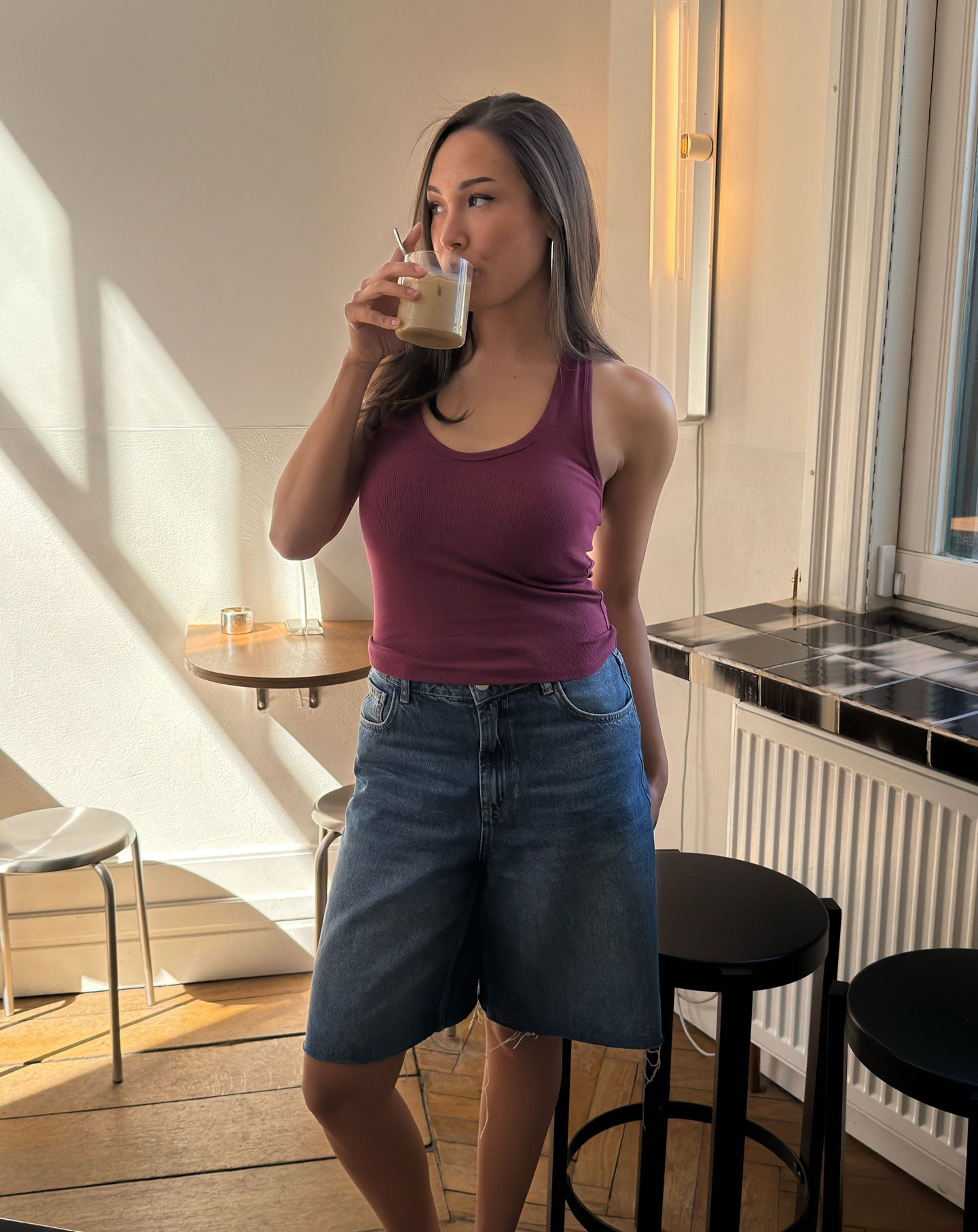 HALTER RIB TOP BURGUNDY