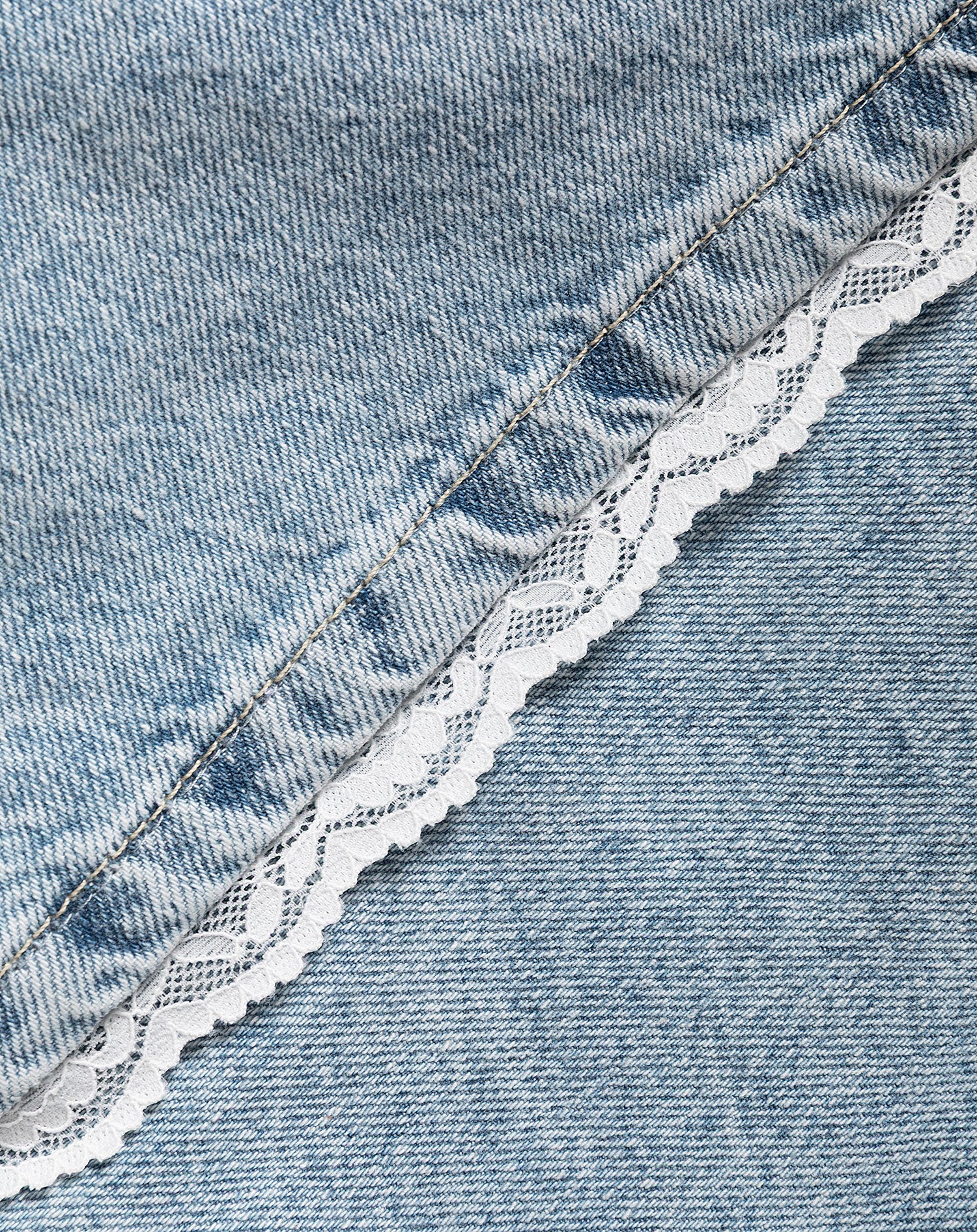 LACE DENIM JORT BLAUW