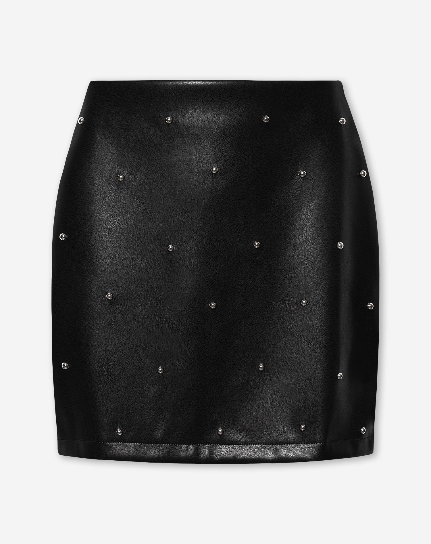 FAUX LEATHER STUDDED SKIRT BLACK