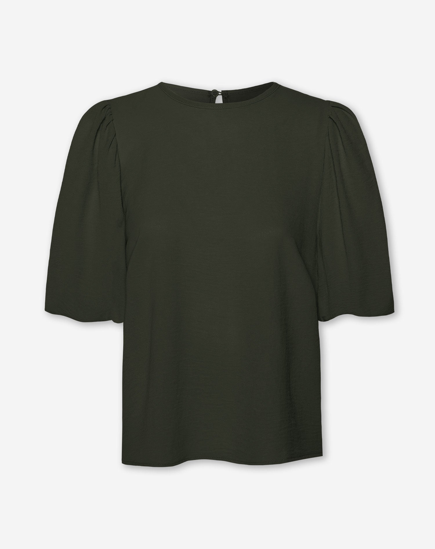 JULIE PUFF SLEEVE TOP DARK OLIVE