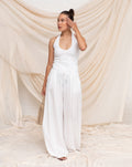 CARMEN LINEN WIDE LEG PANTS WHITE