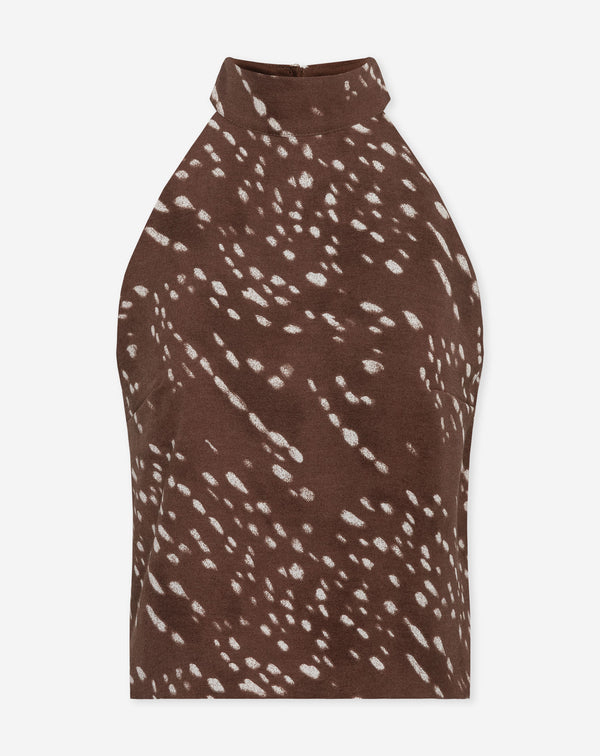 JULIE DEER PRINT HALTER TOP BRUIN