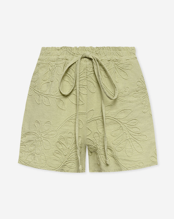 FEMKE FLOWER SHORTS LICHT OLIJFGROEN