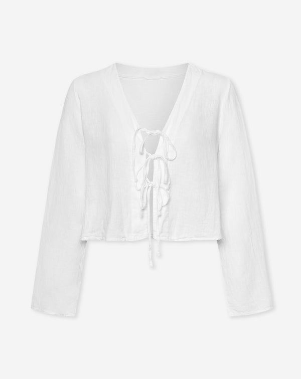 CARMEN LINEN BOW TOP WIT