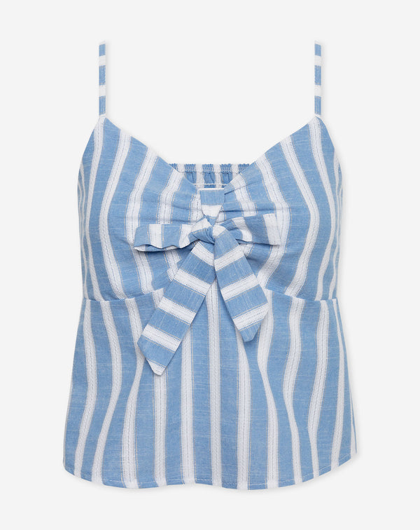 MAEVE STRIPE LUREX CAMI TOP BLAUW