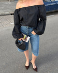 OFF SHOULDER PUFF SLEEVE TOP BLACK
