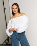 OFF SHOULDER PUFF SLEEVE TOP WIT