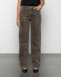 LEOPARD ALLOVER JEANS BLACK