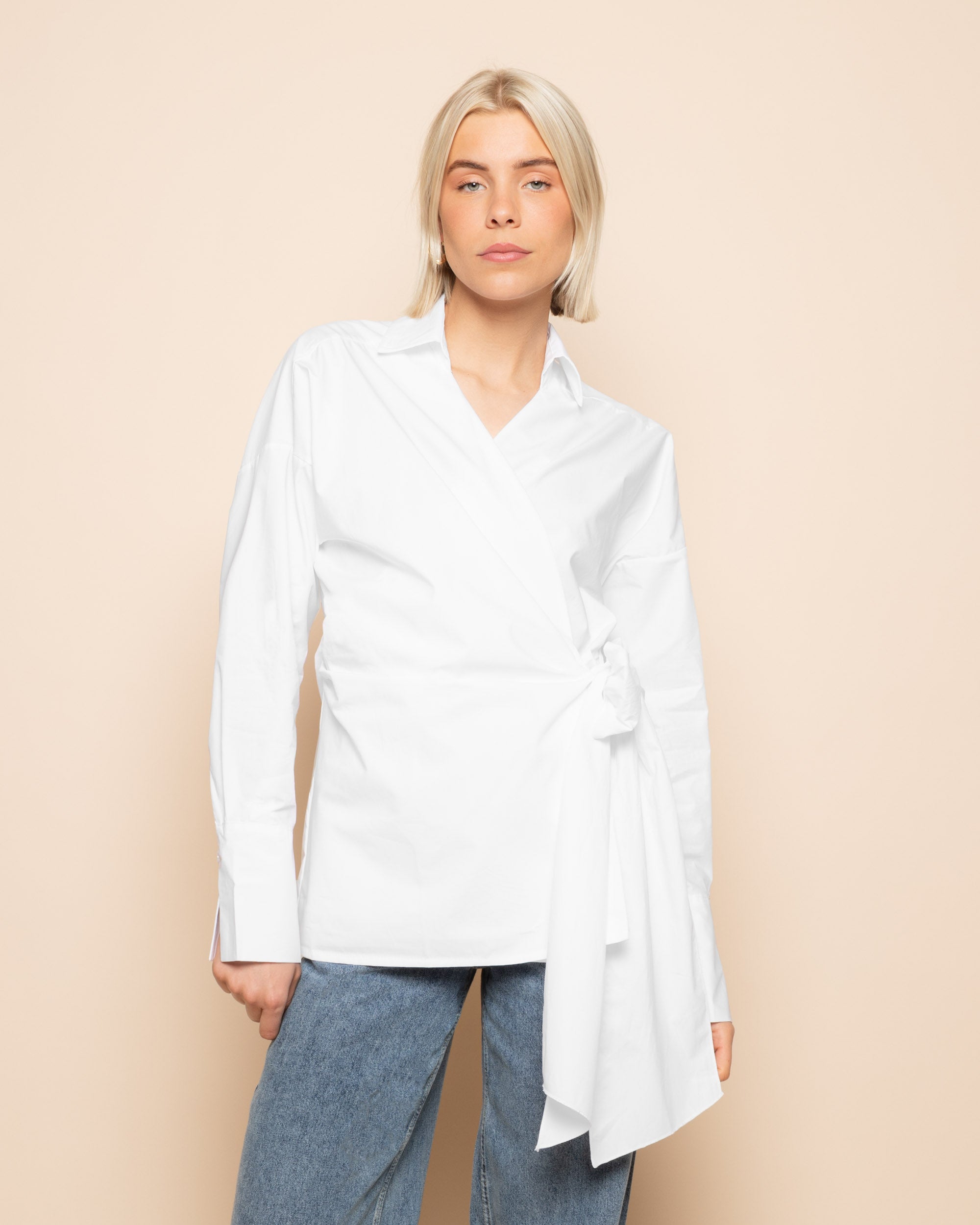 JANE WRAP BLOUSE CREAM