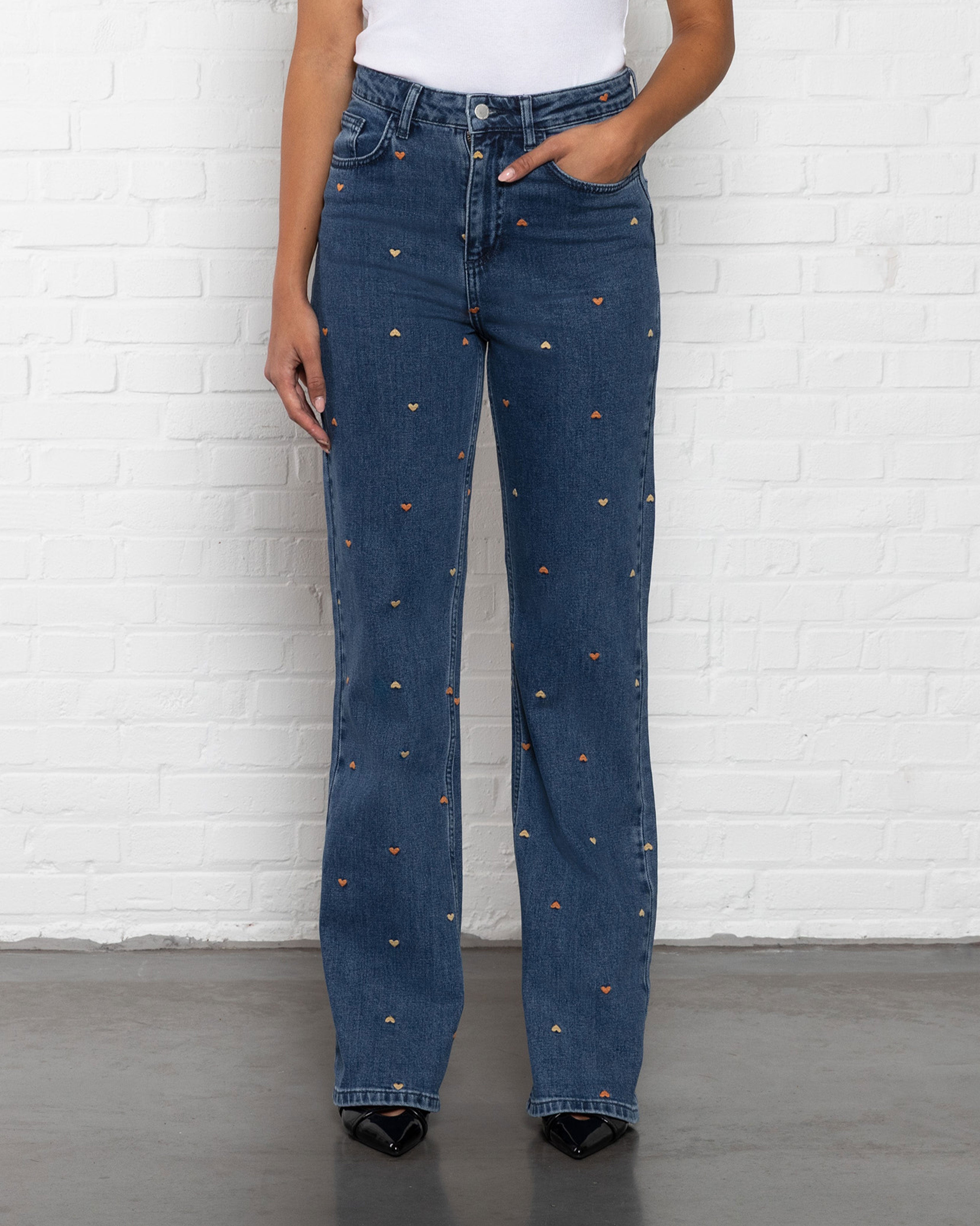 HEART MIX BOOTCUT JEANS ORANJE