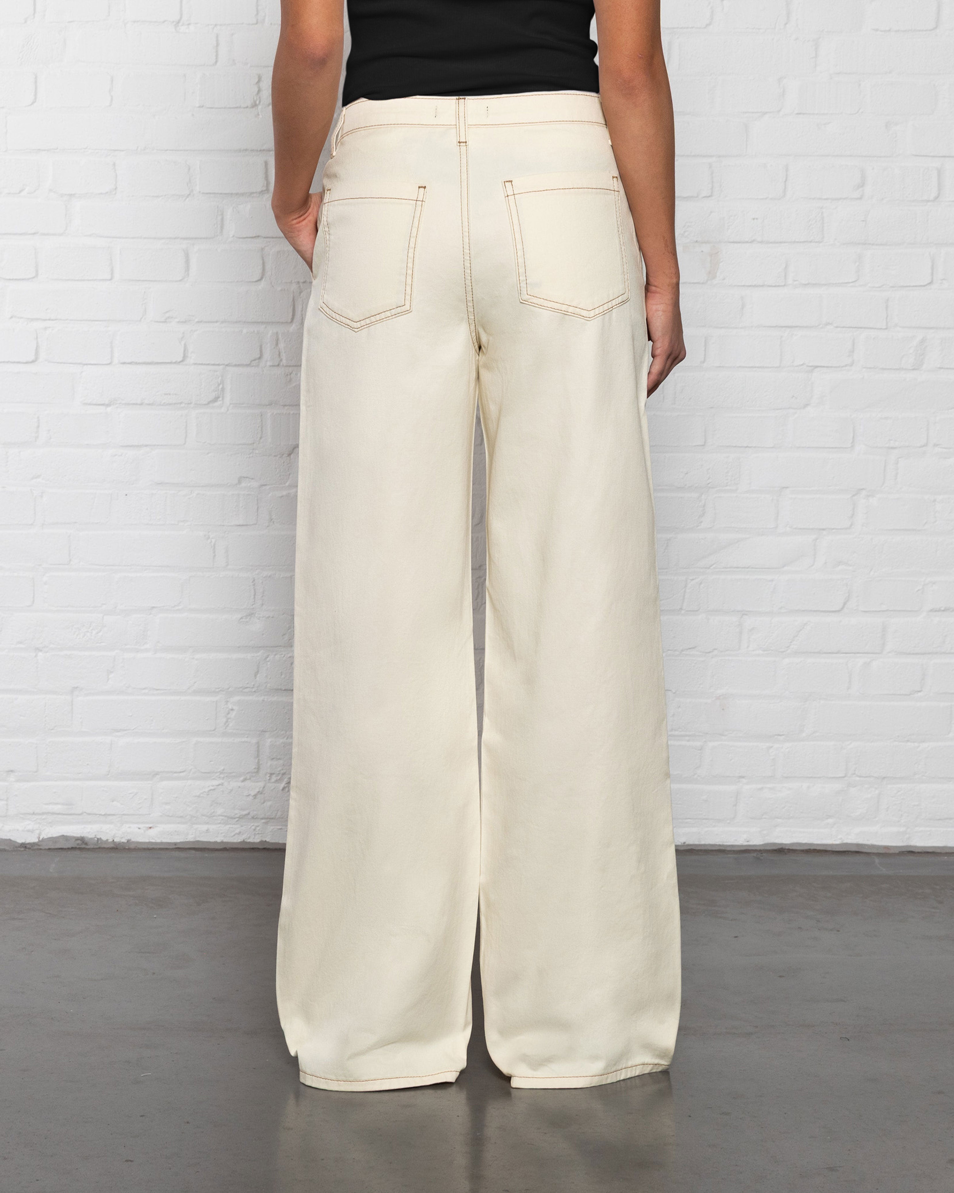 FLOWY DENIM WIDE LEG JEANS CRÈME
