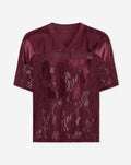 97 SATIN LACE OVERSIZED TEE DARK BURGUNDY