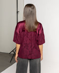 97 SATIN LACE OVERSIZED TEE DARK BURGUNDY