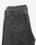 ALLOVER STUD WIDE LEG JEANS GRIJS