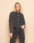 ALLOVER STUD WIDE LEG JEANS GRIJS