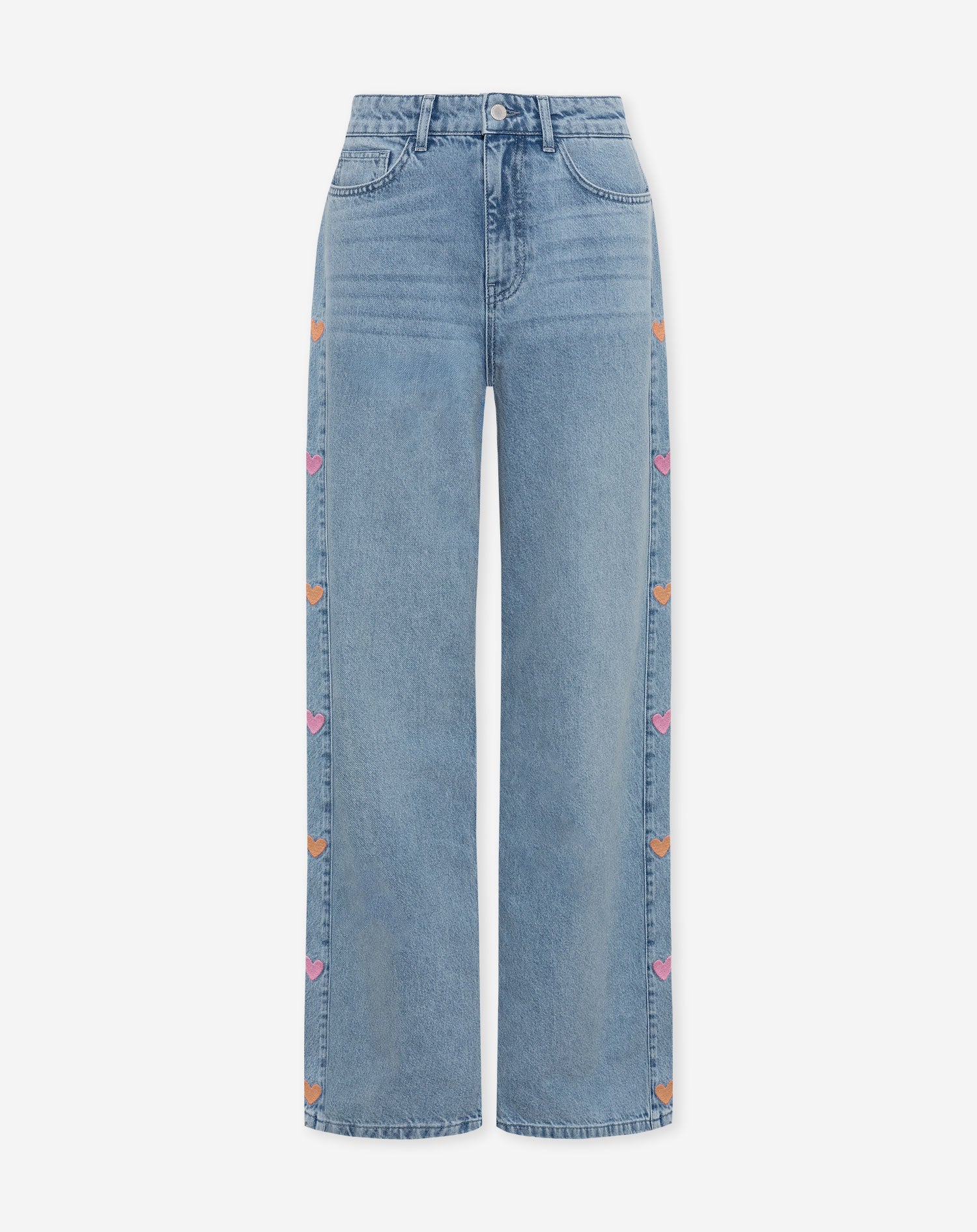 SIDE HEART WIDE LEG JEANS ORANJE ROZE