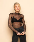 ALEXI HEART LACE TOP ZWART