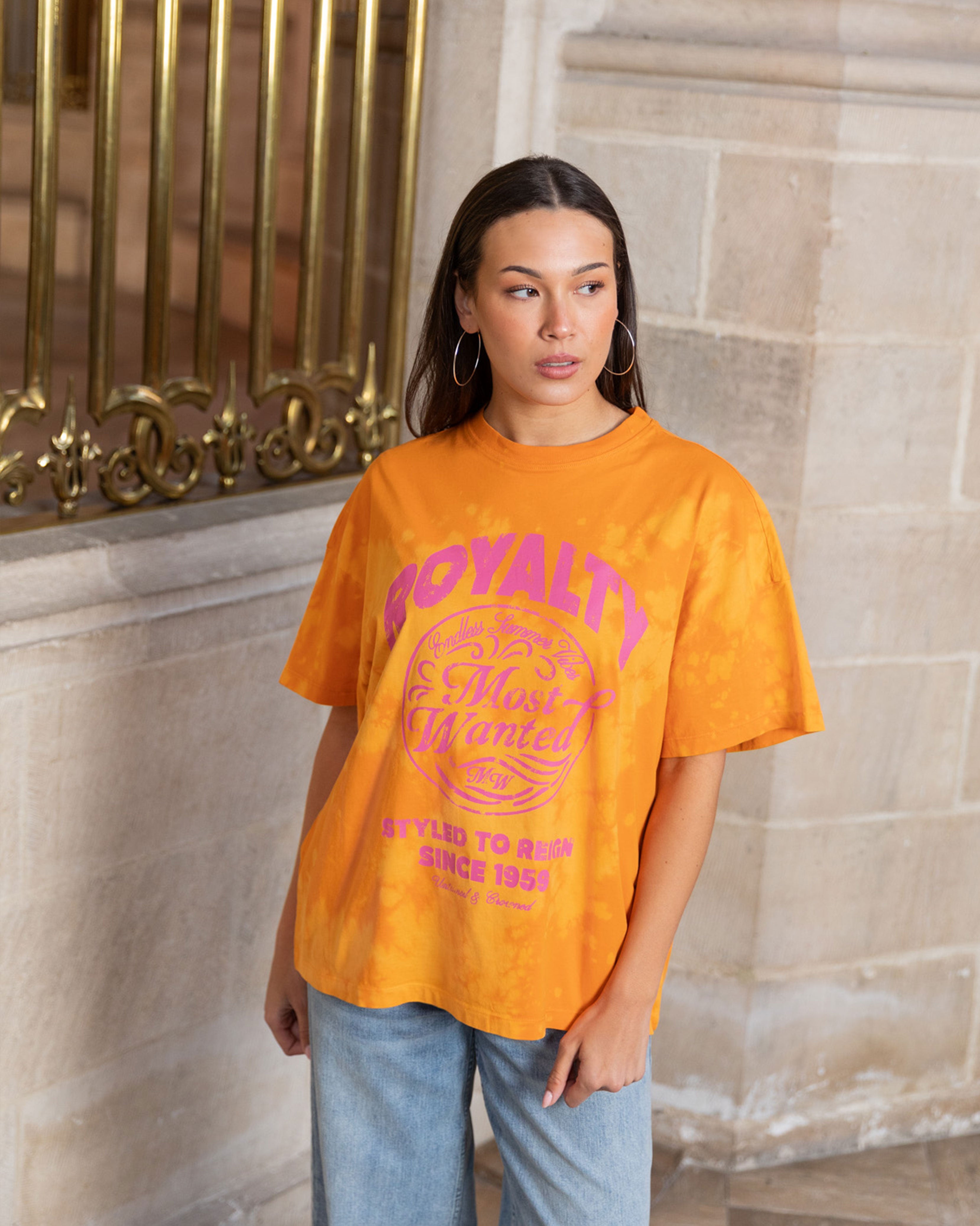 TIE DYE ROYALTY OVERSIZED TEE ORANJE