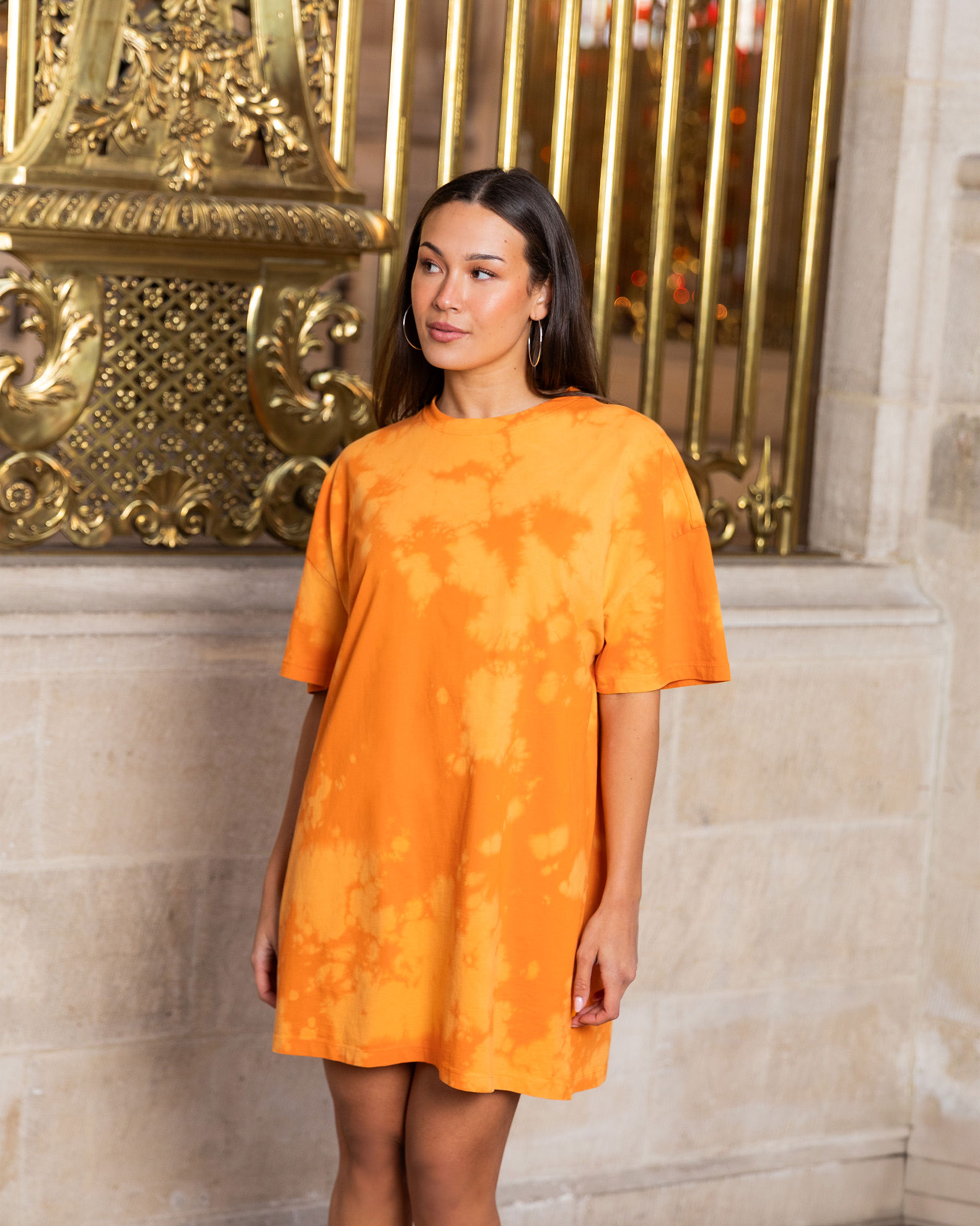TIE DYE ROYALTY TEE DRESS ORANJE