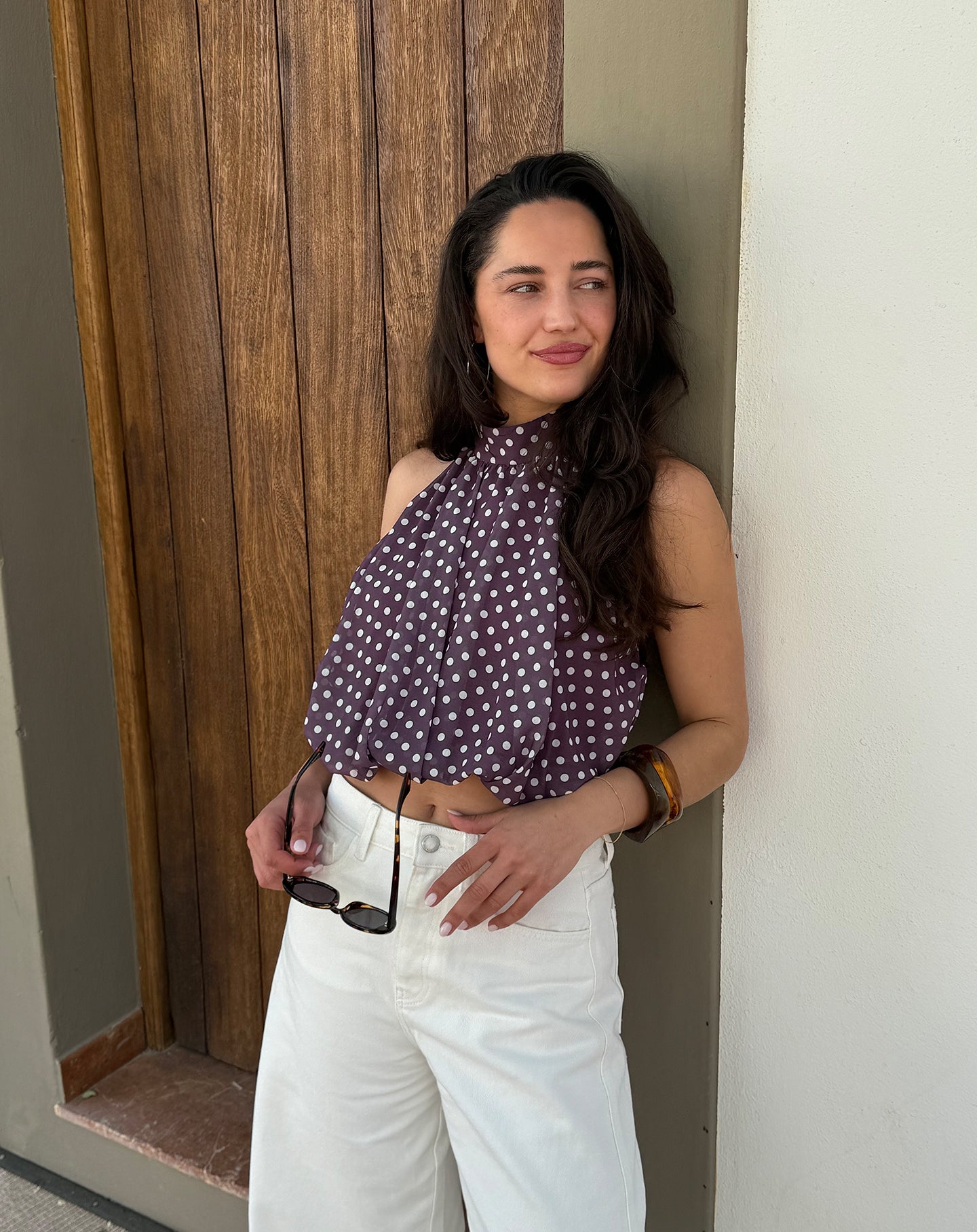 ANDY HALTER BUBBLE HEM TOP PAARS DOT