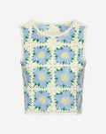FLOWER CROCHET TOP BLAUW