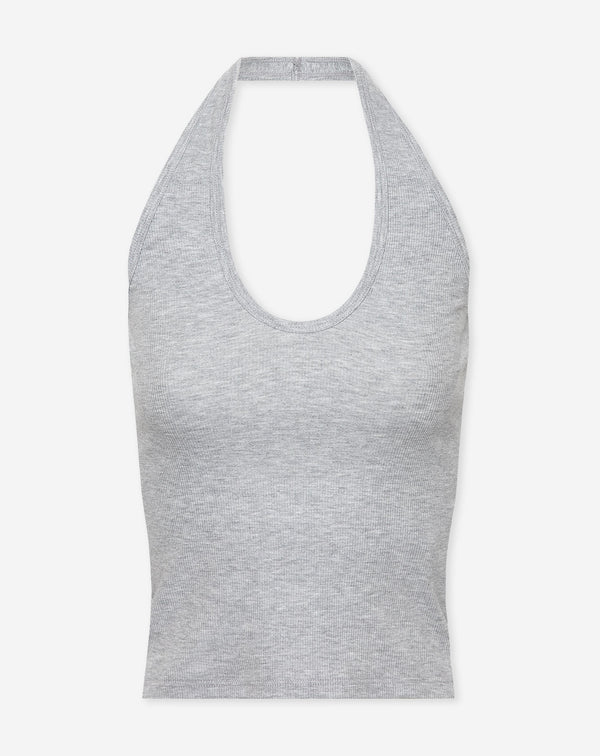 HALTER RIB TOP GRIJS MELANGE
