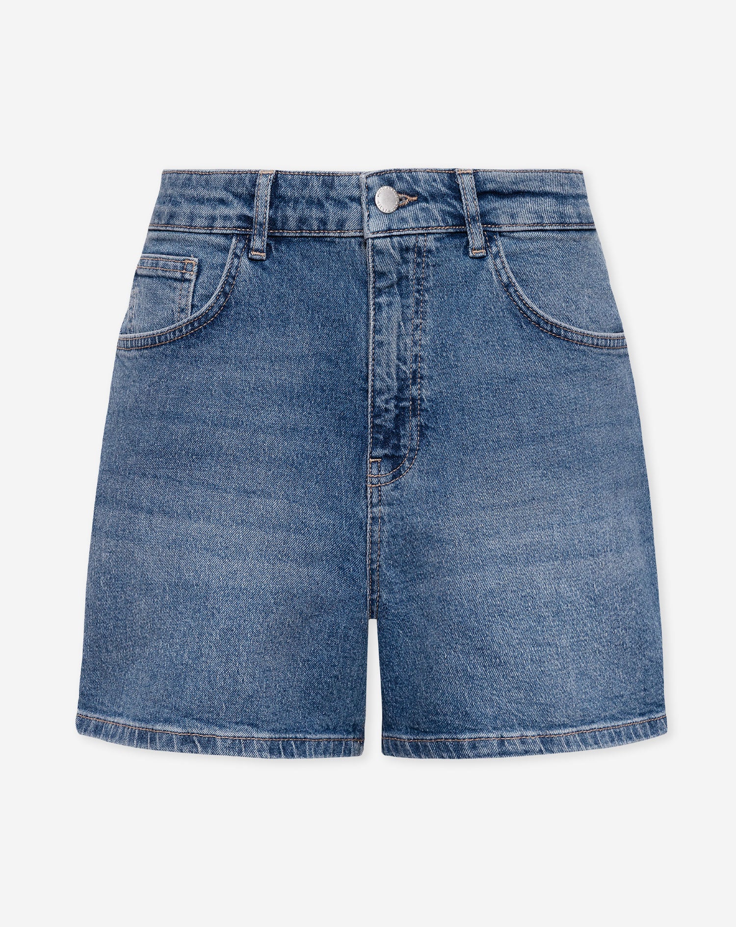 COMFORT MOM DENIM SHORT MID BLAUW