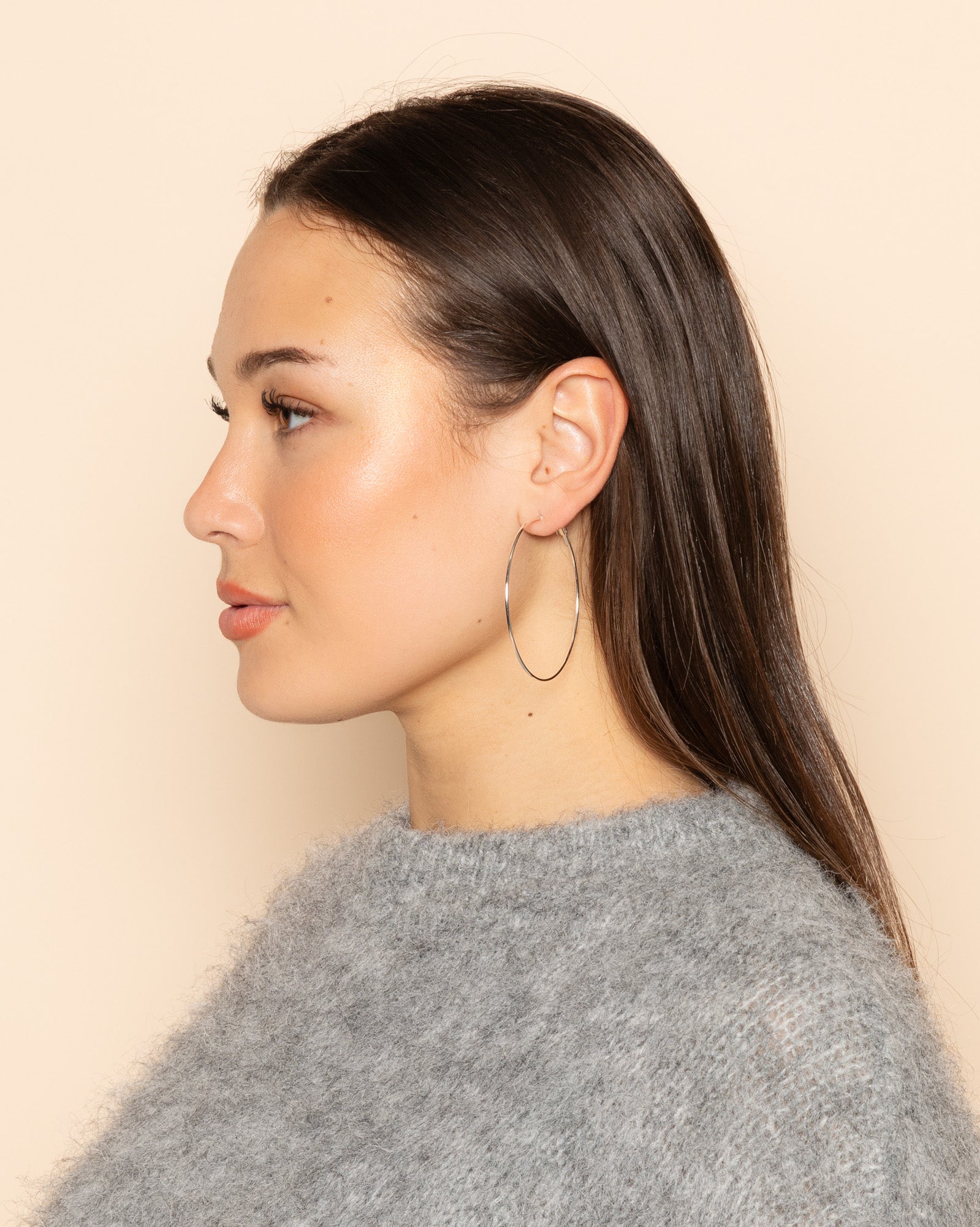 BIG THIN HOOP EARRINGS SILVER
